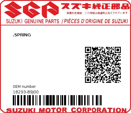 Product image: Suzuki - 18293-89J00 - SPRING  0