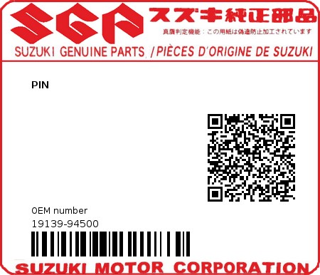 Product image: Suzuki - 19139-94500 - PIN  0