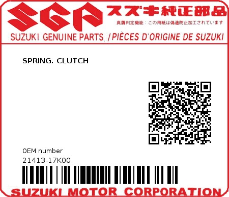 Product image: Suzuki - 21413-17K00 - SPRING. CLUTCH  0
