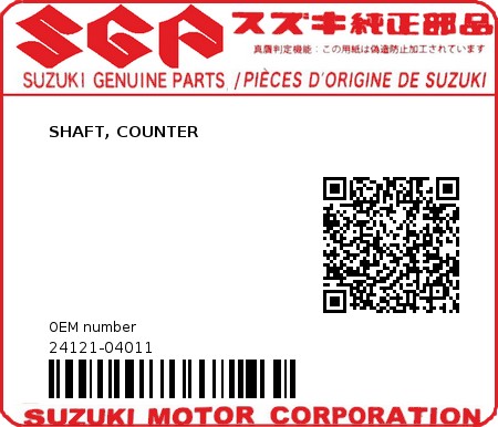 Product image: Suzuki - 24121-04011 - SHAFT, COUNTER  0