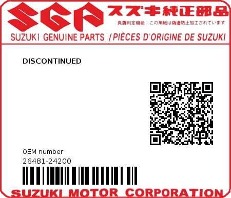 Product image: Suzuki - 26481-24200 - DISCONTINUED          0