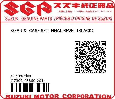 Product image: Suzuki - 27300-48860-291 - GEAR &  CASE SET, FINAL BEVEL (BLACK)  0