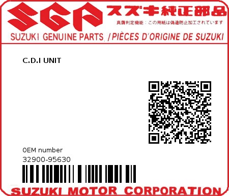 Product image: Suzuki - 32900-95630 - UNIT,CDI  0