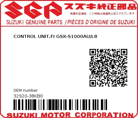 Product image: Suzuki - 32920-38KB0 - CONTROL UNIT.FI GSX-S1000AU/L8  0