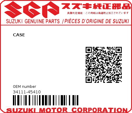 Product image: Suzuki - 34111-45410 - CASE          0
