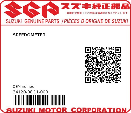 Product image: Suzuki - 34120-08J11-000 - SPEEDOMETER  0