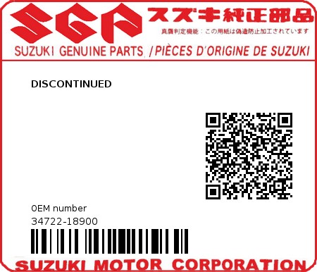 Product image: Suzuki - 34722-18900 - DISCONTINUED  0