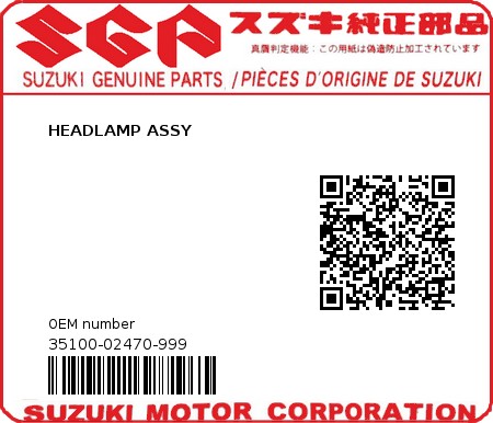 Product image: Suzuki - 35100-02470-999 - HEADLAMP ASSY  0