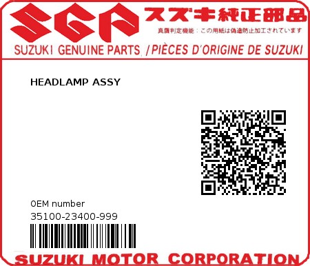 Product image: Suzuki - 35100-23400-999 - HEADLAMP ASSY  0