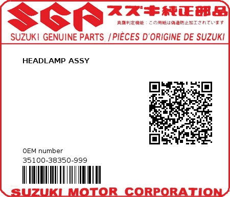 Product image: Suzuki - 35100-38350-999 - HEADLAMP ASSY  0