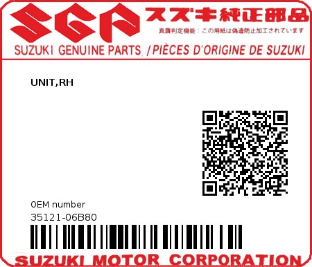 Product image: Suzuki - 35121-06B80 - UNIT,RH  0