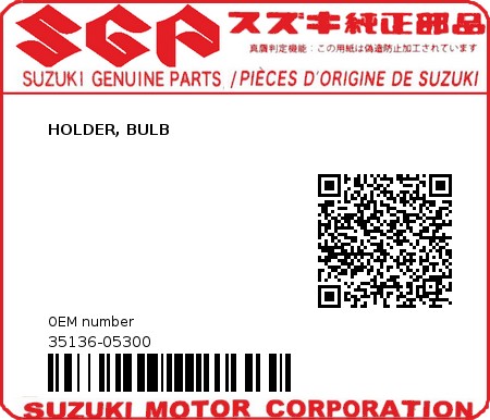 Product image: Suzuki - 35136-05300 - HOLDER, BULB          0