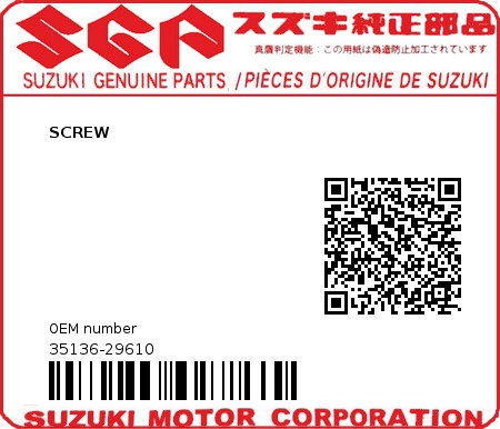 Product image: Suzuki - 35136-29610 - SCREW          0
