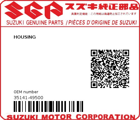 Product image: Suzuki - 35141-49500 - HOUSING          0