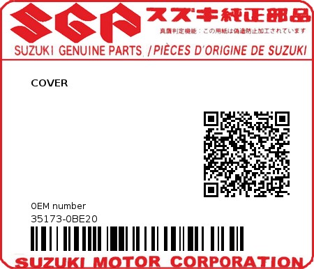 Product image: Suzuki - 35173-0BE20 - COVER          0