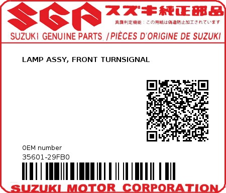 Product image: Suzuki - 35601-29FB0 - LAMP ASSY, FRONT TURNSIGNAL          0