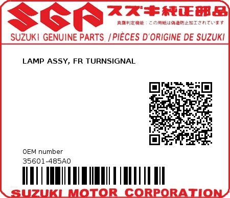 Product image: Suzuki - 35601-485A0 - LAMP ASSY, FR TURNSIGNAL          0