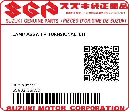 Product image: Suzuki - 35602-38AC0 - LAMP ASSY, FR TURNSIGNAL, LH          0