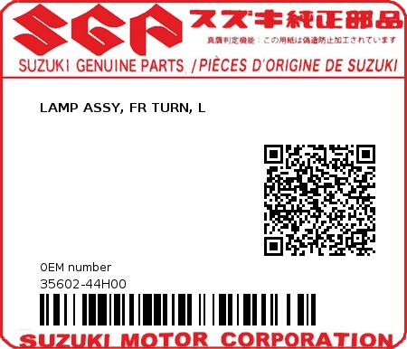 Product image: Suzuki - 35602-44H00 - LAMP ASSY, FR TURN, L          0