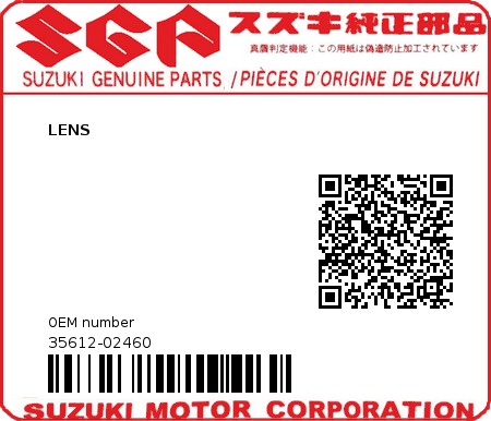 Product image: Suzuki - 35612-02460 - LENS          0