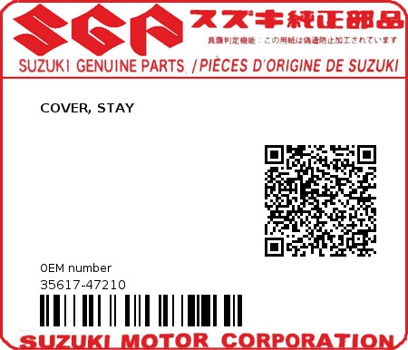 Product image: Suzuki - 35617-47210 - COVER, STAY          0