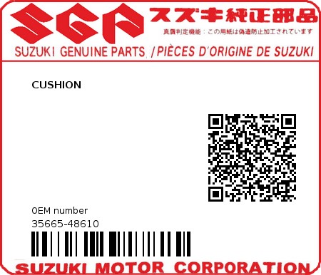 Product image: Suzuki - 35665-48610 - CUSHION          0