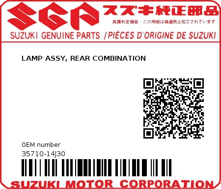 Product image: Suzuki - 35710-14J30 - LAMP ASSY, REAR COMBINATION          0
