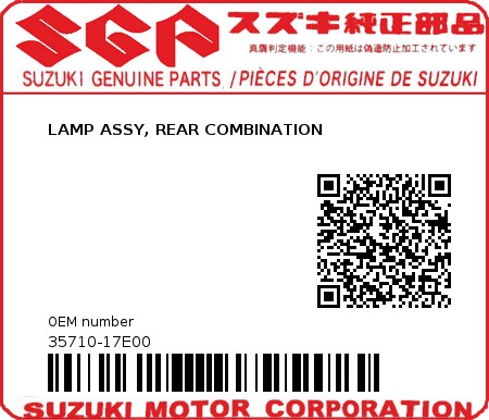 Product image: Suzuki - 35710-17E00 - LAMP ASSY, REAR COMBINATION          0