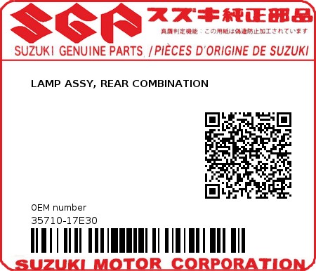 Product image: Suzuki - 35710-17E30 - LAMP ASSY, REAR COMBINATION          0