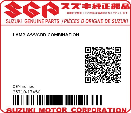 Product image: Suzuki - 35710-17X50 - LAMP ASSY,RR COMBINATION  0