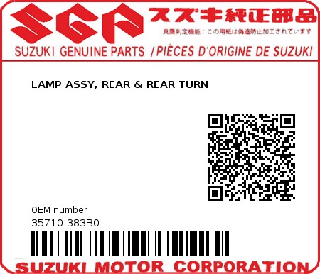 Product image: Suzuki - 35710-383B0 - LAMP ASSY, REAR & REAR TURN          0