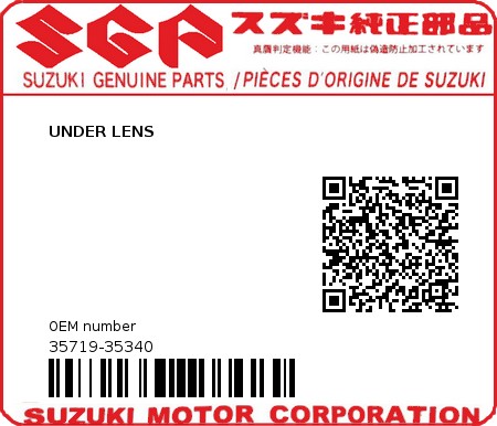 Product image: Suzuki - 35719-35340 - UNDER LENS          0