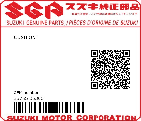 Product image: Suzuki - 35765-05300 - CUSHION          0