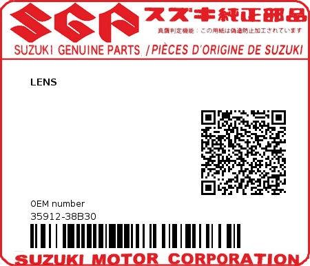 Product image: Suzuki - 35912-38B30 - LENS          0