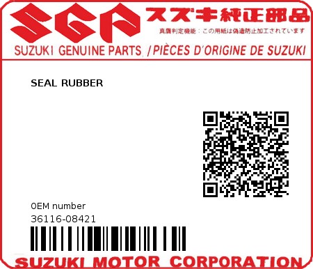 Product image: Suzuki - 36116-08421 - SEAL RUBBER          0