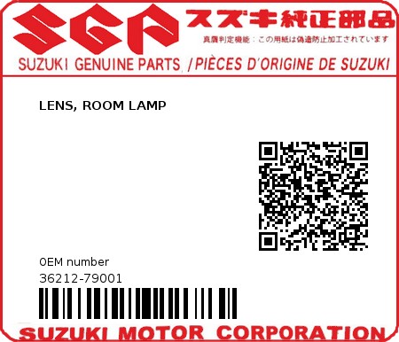 Product image: Suzuki - 36212-79001 - LENS, ROOM LAMP          0