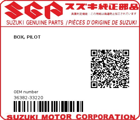 Product image: Suzuki - 36382-33220 - BOX, PILOT          0