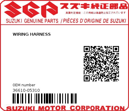 Product image: Suzuki - 36610-05310 - WIRING HARNESS  0