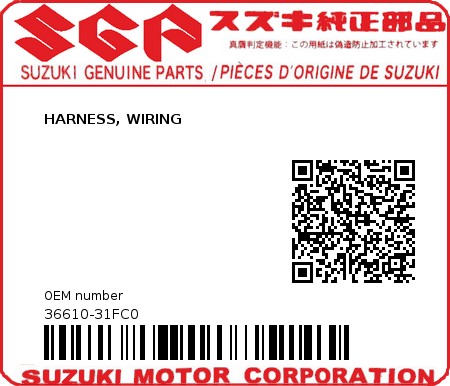 Product image: Suzuki - 36610-31FC0 - HARNESS, WIRING  0