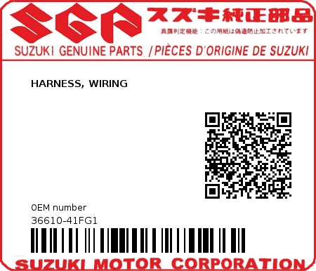 Product image: Suzuki - 36610-41FG1 - HARNESS, WIRING  0