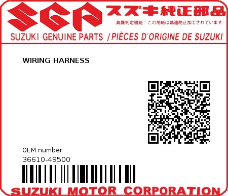 Product image: Suzuki - 36610-49500 - WIRING HARNESS  0