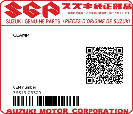 Product image: Suzuki - 36619-05300 - CLAMP  0