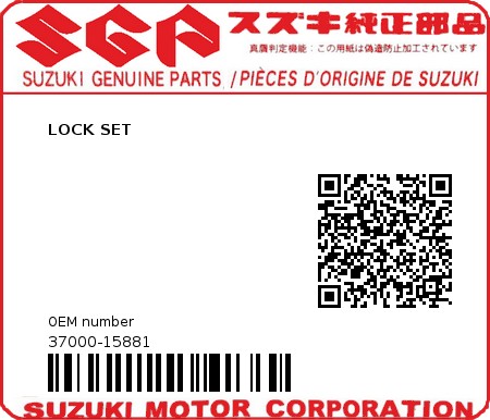 Product image: Suzuki - 37000-15881 - LOCK SET  0