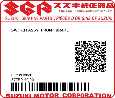 Product image: Suzuki - 37750-40J00 - SWITCH ASSY. FRONT BRAKE  0