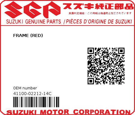 Product image: Suzuki - 41100-02212-14C - FRAME (RED)  0