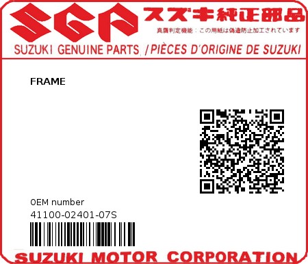Product image: Suzuki - 41100-02401-07S - FRAME  0