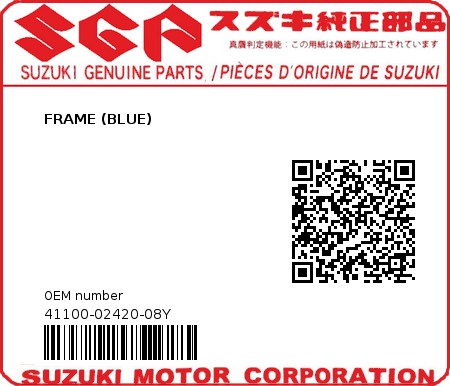 Product image: Suzuki - 41100-02420-08Y - FRAME (BLUE)  0