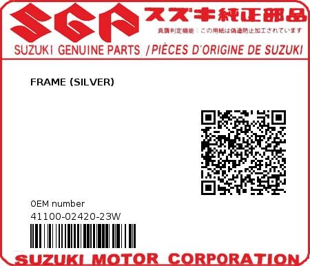 Product image: Suzuki - 41100-02420-23W - FRAME (SILVER)  0