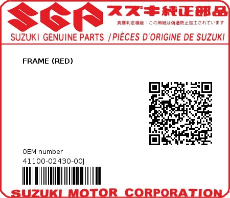Product image: Suzuki - 41100-02430-00J - FRAME (RED)  0