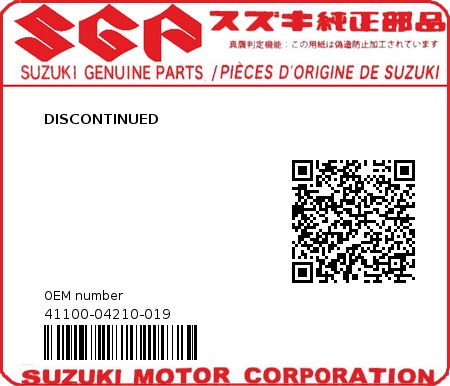Product image: Suzuki - 41100-04210-019 - DISCONTINUED  0